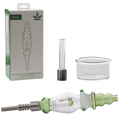 aLeaf Nectar Collector Tower - With Barrel Perc Mega Series 45 Degree Green