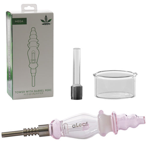 aLeaf Nectar Collector Tower - With Barrel Perc Mega Series 45 Degree Pink