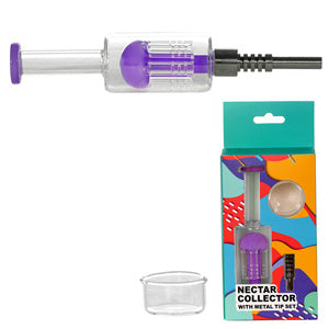 Green Horn Nectar Collector with Metal Tip 7.5" Purple