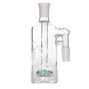 Ash Catcher Perk with Sand Blasted Design 14mm 5" 90 Degree Teal