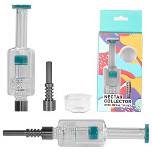 Nectar Collector Tyre Perk Set with Metal Tip & Glass Jar 2285a Teal