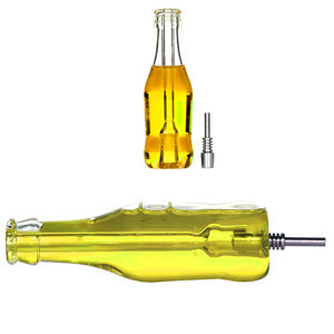 Nectar Collector Wine Bottle with Liquid inside and 10mm Metal Tip 2271a 5.5" Yellow