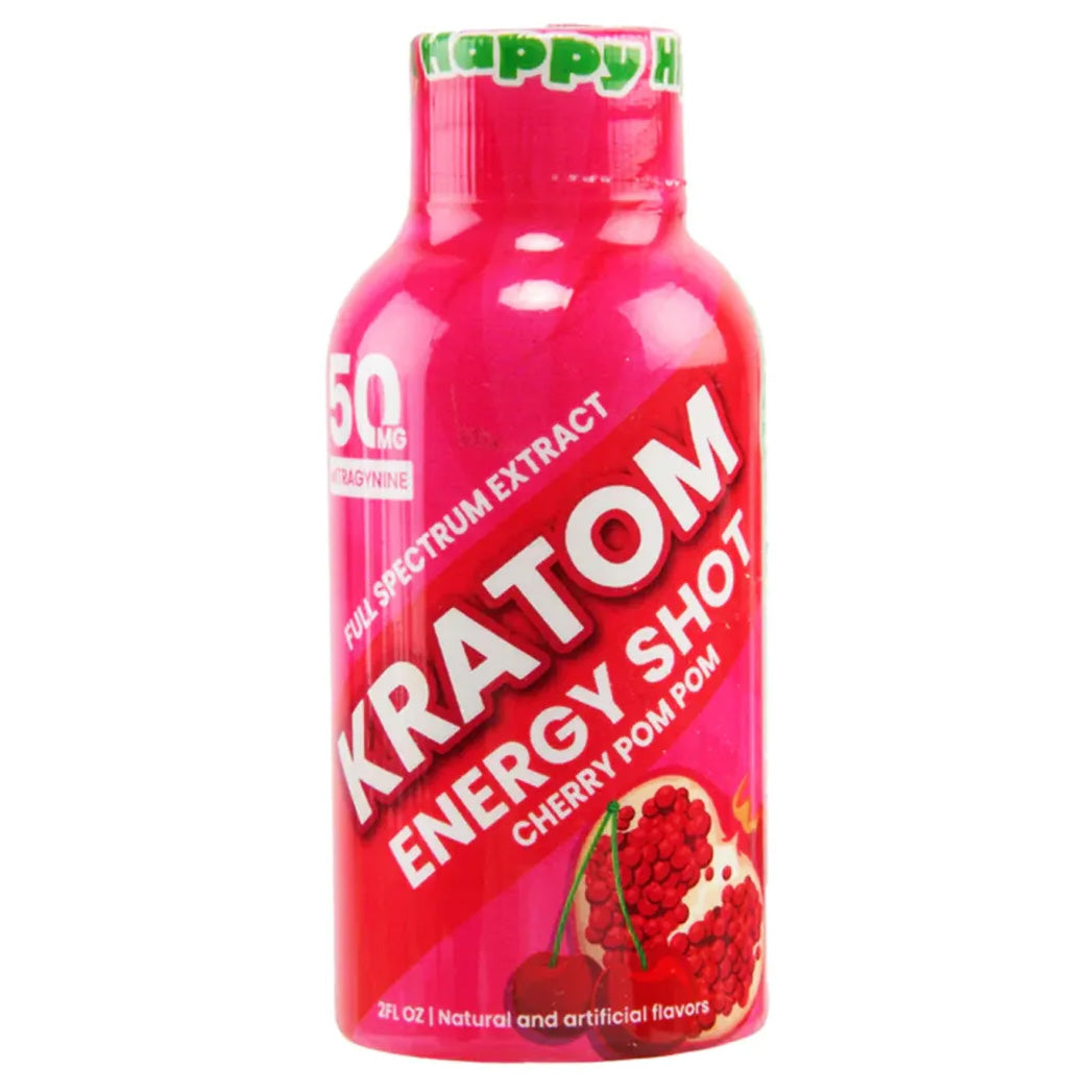 Happy Hipo Extracts & Drinks Kratom 50mg Energy Shot MIT Cherry