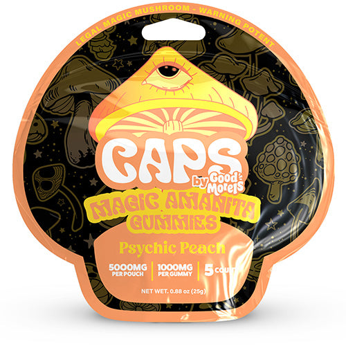 Caps Magic Gummies Amanita - 500MG Per Gummy 2500MG 5-per pack Psychic Peach