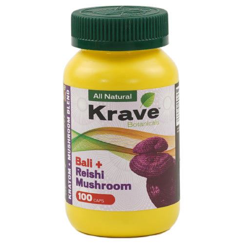 Krave Tablets & Caplets Kratom + Mushroom Blend 100ct Bali + Reishi