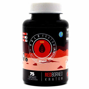 Halo Kratom Tablets & Caplets Kratom 75ct Red Borneo