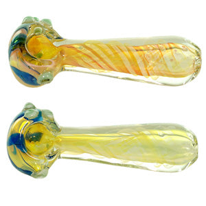 Unbranded Hand Pipe Bubble Art Golden (2911) Glass 4.0"