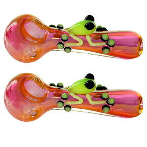 Unbranded Hand Pipe Slime Frog On Gold (2923) Glass 4.5"