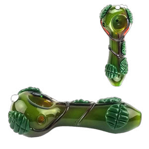 Unbranded Hand Pipe Green Leaf (4836) Glass 4.0"