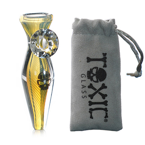 Toxic Hand Pipe Fumed Diamond Chillium with pouch (6290) Glass 3.0"