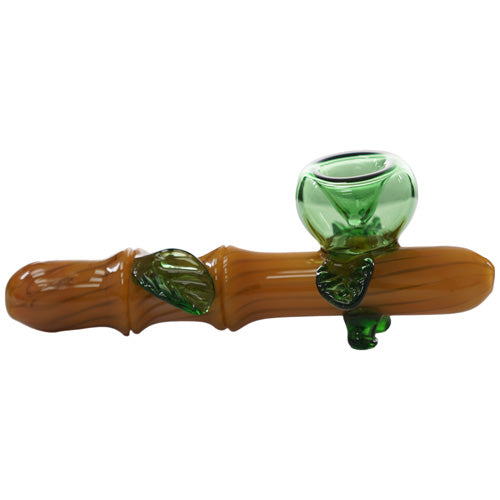 Unbranded Hand Pipe Treetrunk with Leafs (7470) Glass 6.0"