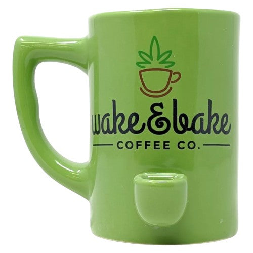 High Point Hand Pipe Green Wake & Bake Mug PM013 (114038) Ceramic 6.0"