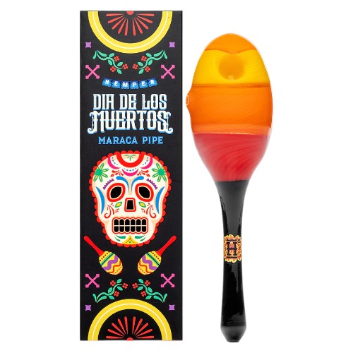 Hemper Hand Pipe Dia De Los Muertos Maraca (114106) Glass 4.0"
