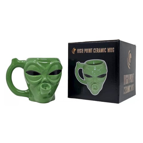 High Point Hand Pipe Green Alien Mug (114186) Ceramic 4.0"