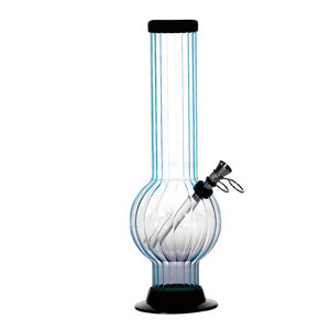 Unbranded Plastic Transparent RIB Acrylics Bubbler-Pull (5564) Blue 12.0"
