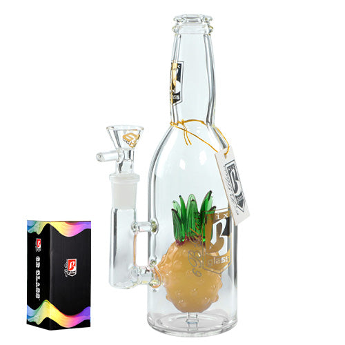 6B Glass Glass Pineapple With Bottle (7577) Yellow 8.5"