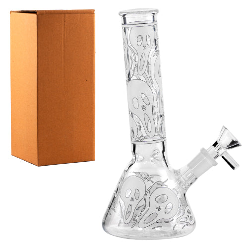 6B Glass Glass Glow In the Dark With Horror Design (7579) White 8.0"