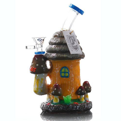 6B Glass Glass Mushroom (8277) Blue 8.0"