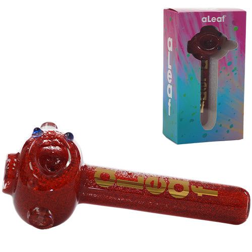 aLeaf Hand Pipe Glittering Powder ALHP5051 (3376) Glass 5.5" Red