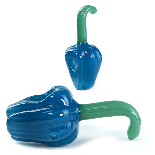 Unbranded Hand Pipe With Pepper Design (4691) Glass 3.5" Blue