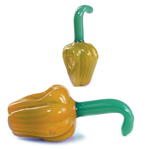 Unbranded Hand Pipe With Pepper Design (4691) Glass 3.5" Yellow