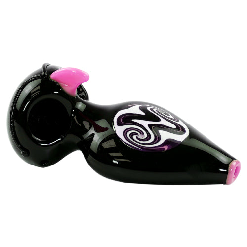 Unbranded Hand Pipe Owl Reverse Artwork on the Top (4726) Glass 5.0" Pink