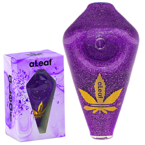 aLeaf Hand Pipe Glitter Glycerin Triangle (7151) Glass 3.0" Purple