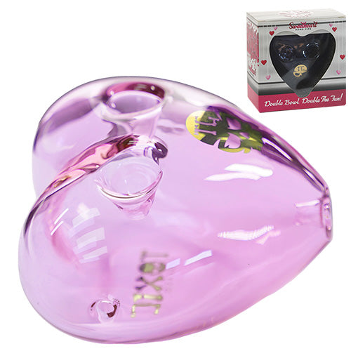 Toxic Hand Pipe Double Bowl Heart Hand TXH19 (7444) Glass 3.0" Pink