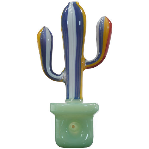 Unbranded Hand Pipe Cactus (8394) Glass 5.5" Jade Green