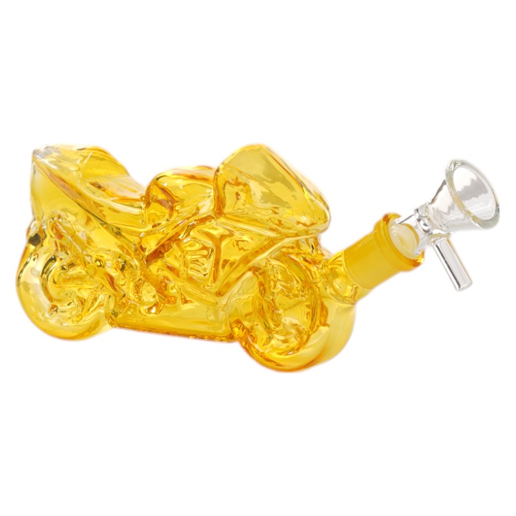 Unbranded Glass Motorcycle (1445) 7.0" Yellow