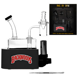 Unbranded Glass Backwoods - Rig In One-Dab Rig Kit - with Quartz Banget, Carb Cap, Torch, Dabbing Tool (6112) 6.5" Black