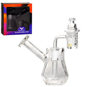 Green Horn Glass Glass Bubble Set- with Banger, 2 Balls & Spinner Carb Cap (7023) 4.0" Design B
