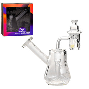 Green Horn Glass Glass Bubble Set- with Banger, 2 Balls & Spinner Carb Cap (7023) 4.0" Design C