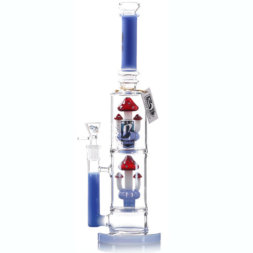 6B Glass Glass Mushrooms (8285) 14.5" Blue