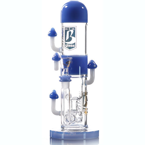 6B Glass Glass Mushrooms (8286) 10.0" Blue