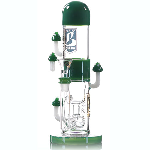 6B Glass Glass Mushrooms (8286) 10.0" Green