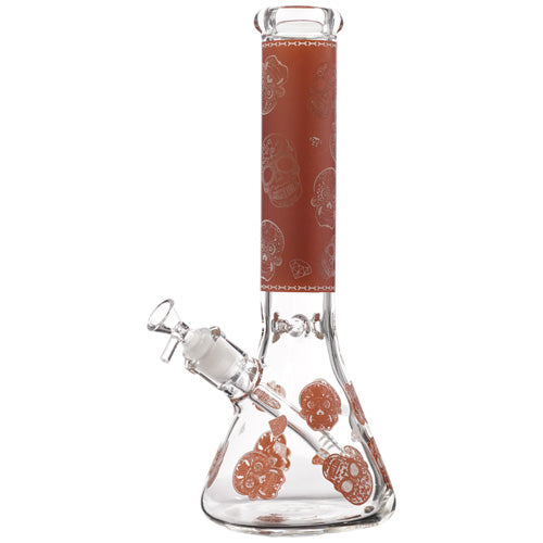 6B Glass Glass 9mm Beaker (8450) 13.5" Red Skull