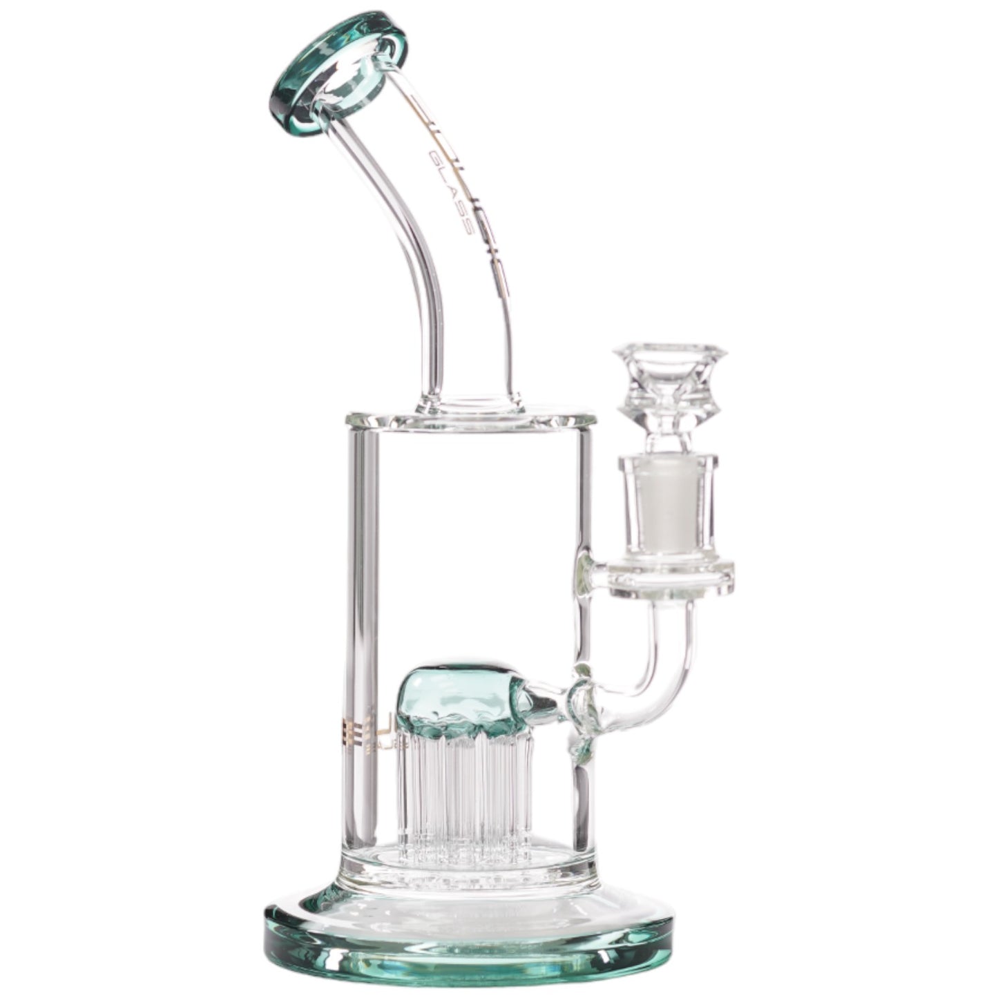 Bougie Glass Single Tree Bent Neck (8831) 10.0" Teal