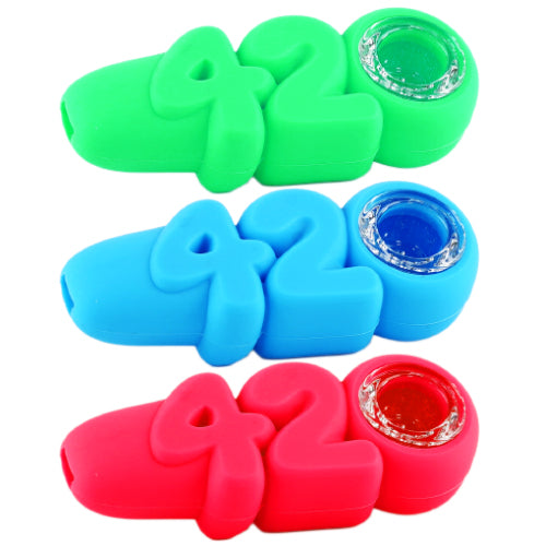 Unbranded Silicone Hand Pipe "420" Design 4.0"