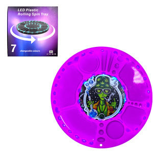 Unbranded RYO Accessories Rolling/DAB Spin Tray LED Plastic 14.5" Purple