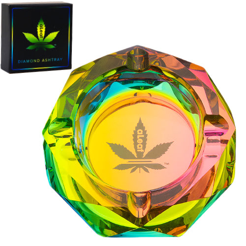 aLeaf Ashtray aLeaf Glass AshtrayDiamond 4.0" Red Rainbow