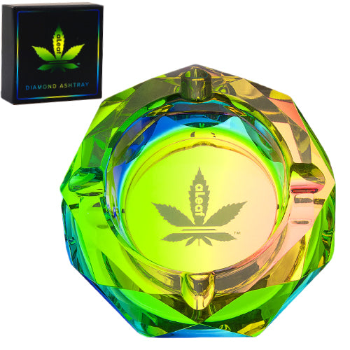 aLeaf Ashtray aLeaf Glass AshtrayDiamond 4.0" Green Rainbow