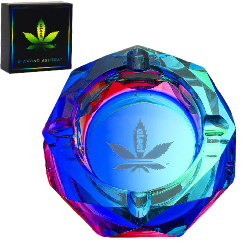 aLeaf Ashtray aLeaf Glass AshtrayDiamond 4.0" Blue Rainbow