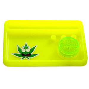 Unbranded Sets Plastic Tray 8.5" x 5.5" with 50mm Plastic Grinder 8.5" Yellow