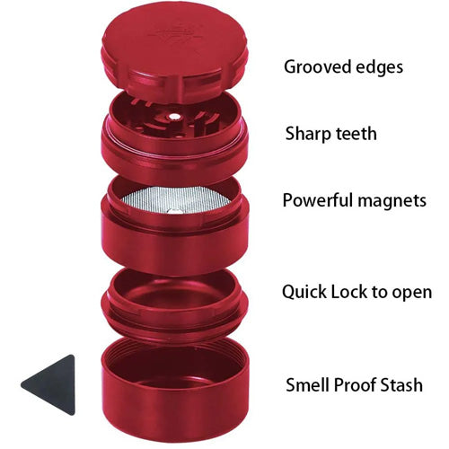 MK Grinder Grinders Stash 5 parts 55mm Red
