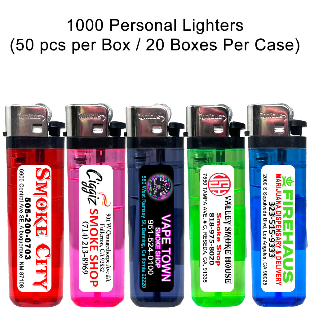 Lighters with Personal Labels 1000 pcs (50 pcs per box / 20 boxes per MC) 0201
