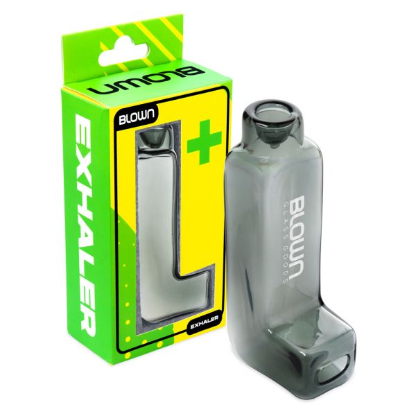 Blown Glass Exhaler 4" Inhaler Pipe - in Blown BOX Gray