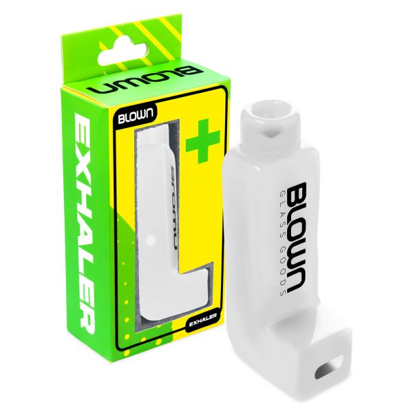 Blown Glass Exhaler 4" Inhaler Pipe - in Blown BOX White