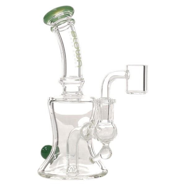 Blown Glass - NEBULOSA - 7.5" Rig w/ Hourglass Shape Green