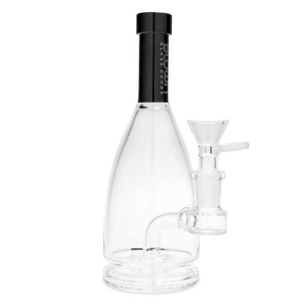 Blown Glass - The Vessel - 7" Bottle Neck Rig w/Perc and Black Mouth Piece